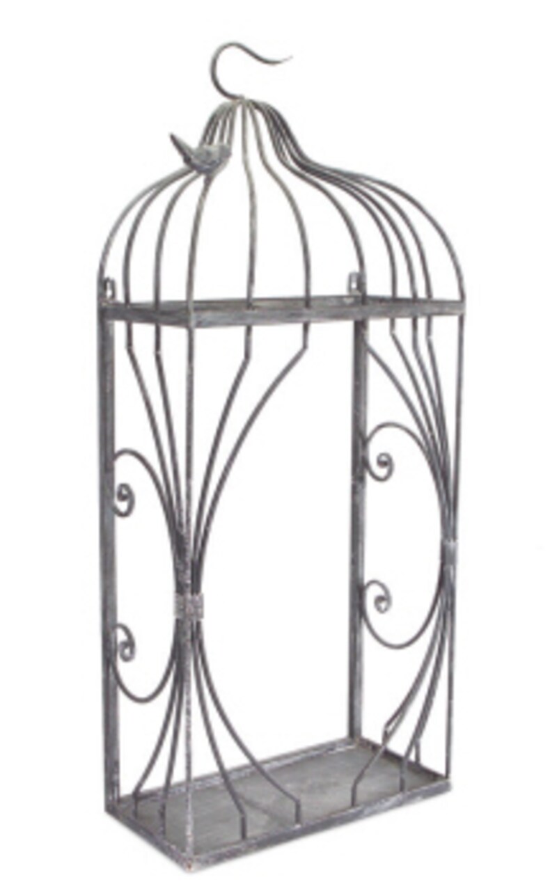 Melrose 32.5" Rustic Antique Style Indoor/Outdoor Wall Shelf with Bird Accent